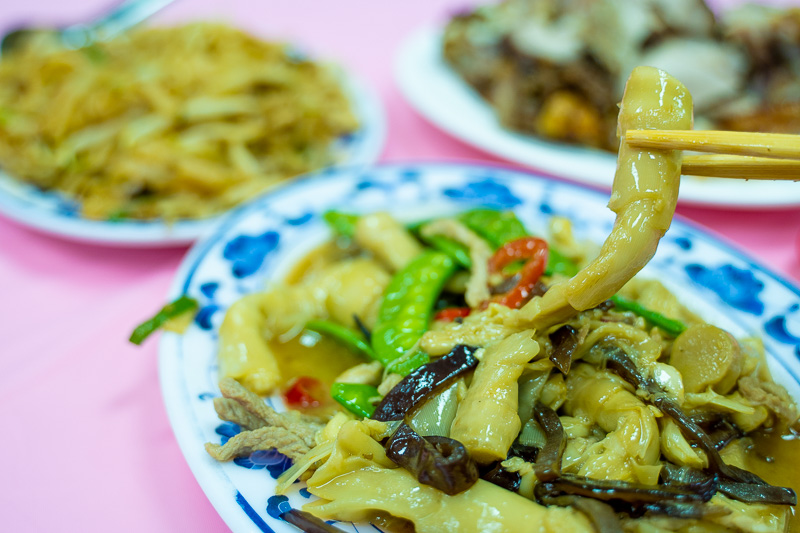 A healthy side dish of stir-fried bamboo shoots.