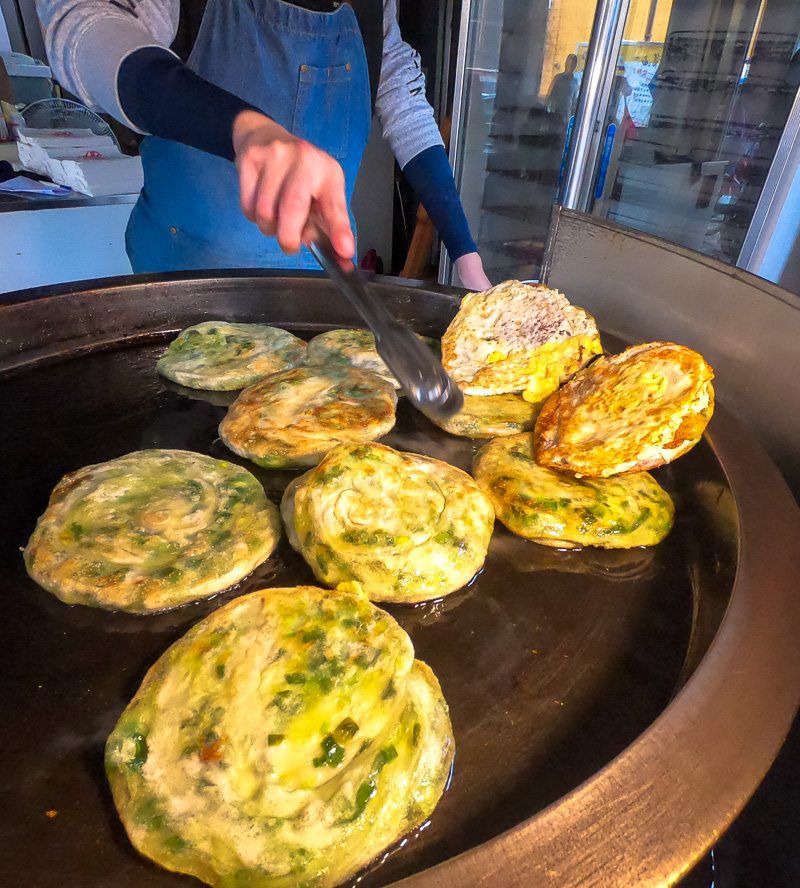 A scallion pancake vendor.