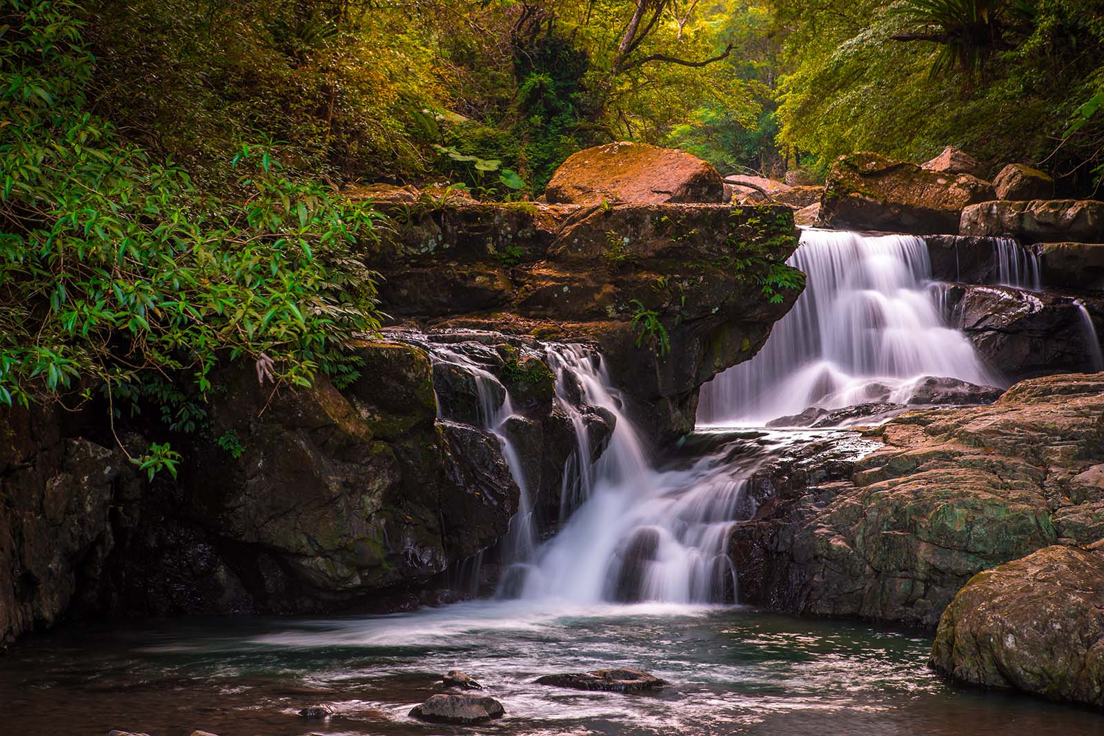 A view of the Full Moon Waterfall in Sanxia's Manyueyuan National Forest Recreation Area in New Taipei.