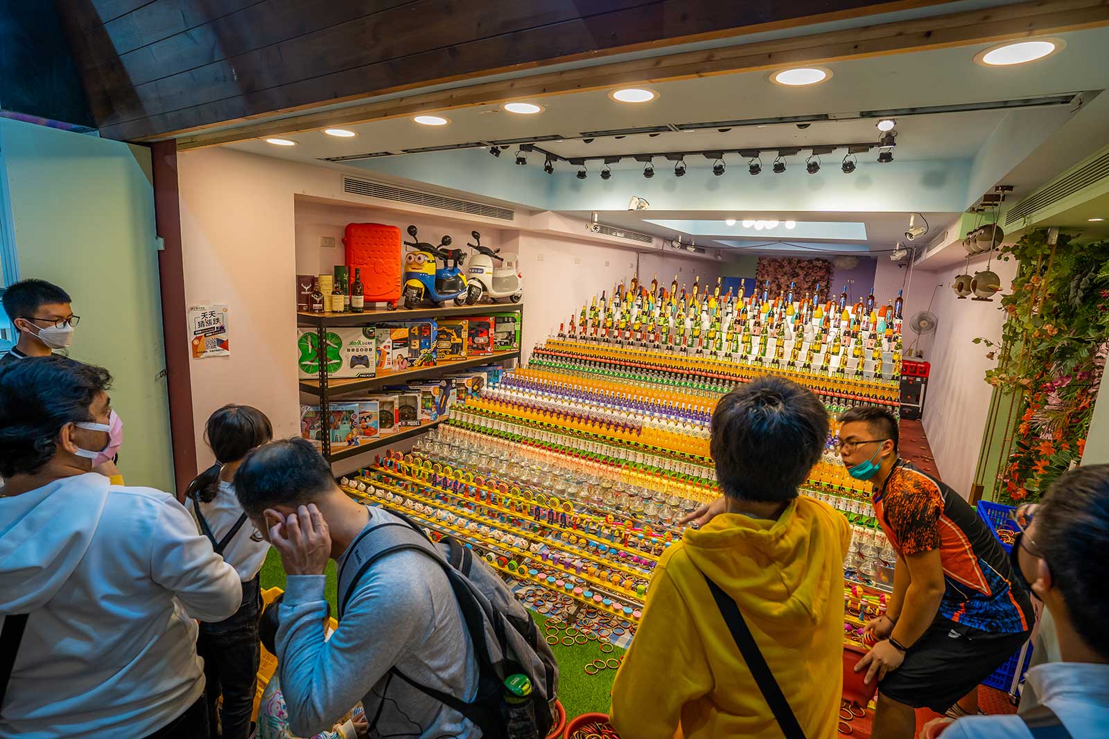 A ring toss type game at a night market in Taiwan.