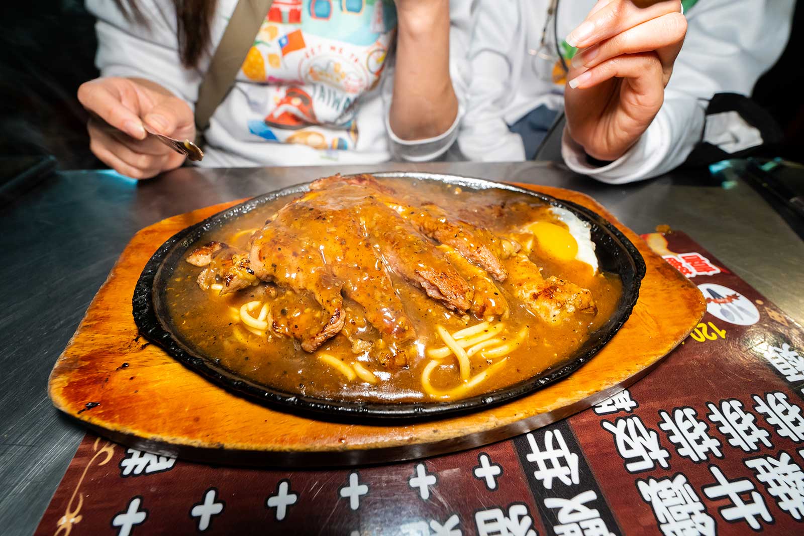 Steak and noodle dish at Ningxia Night Market.