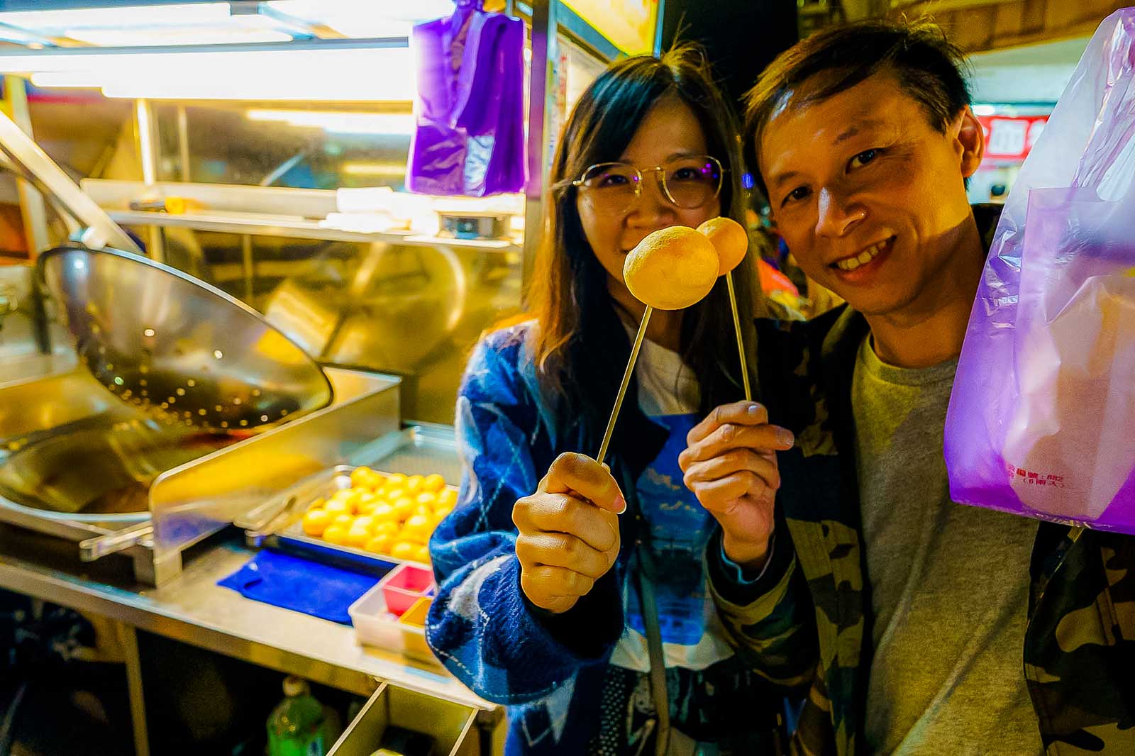 Enjoyed friend dough at a night market in Taiwan.