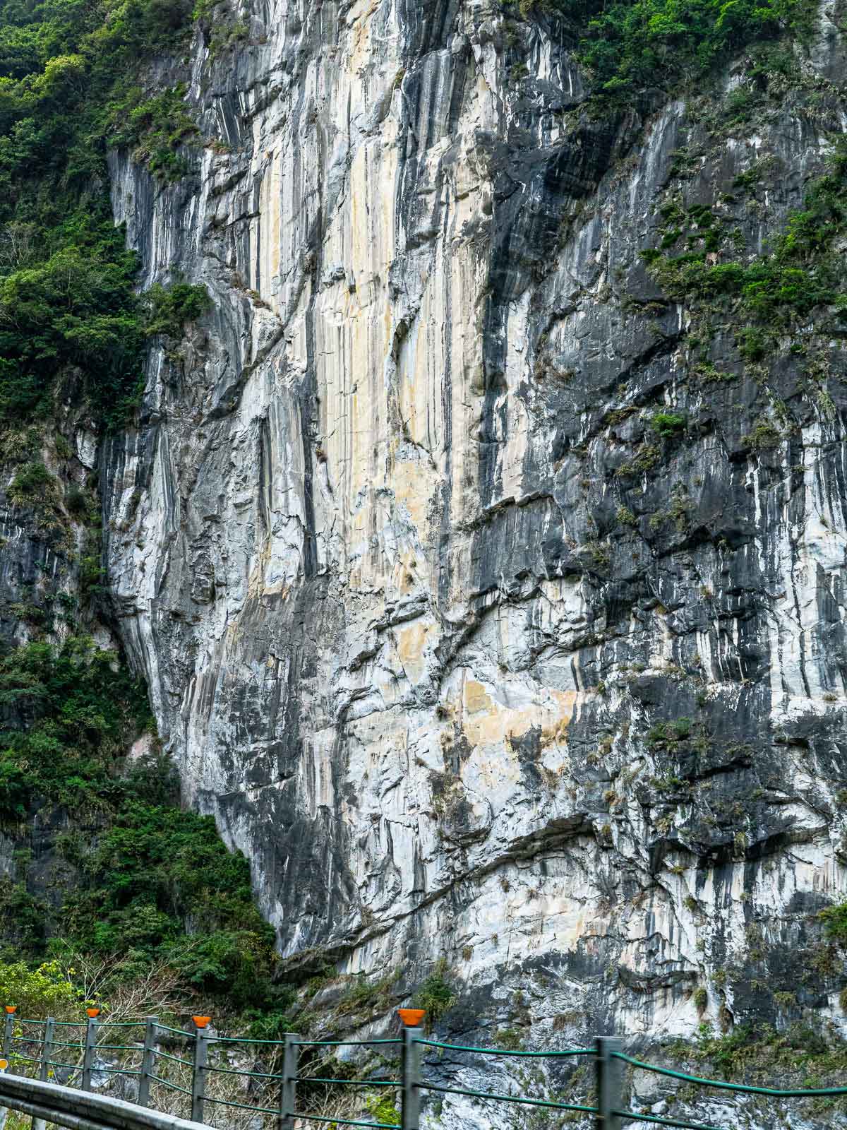 The marble walls of Taroko Gorge reach over 500 meters in height.