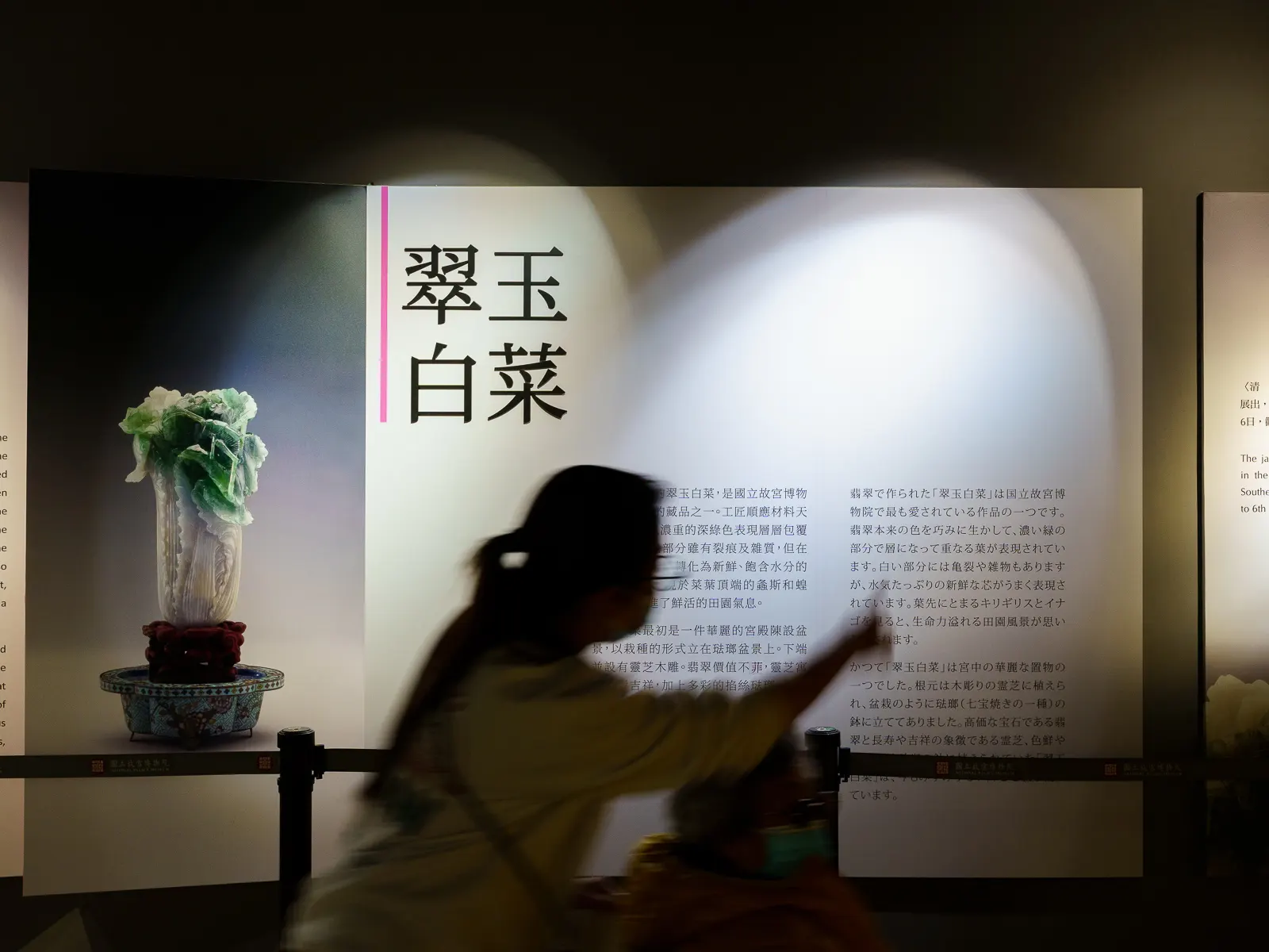 A backdrop depicts one of the museum's most famous displays, the Jade Cabbage.
